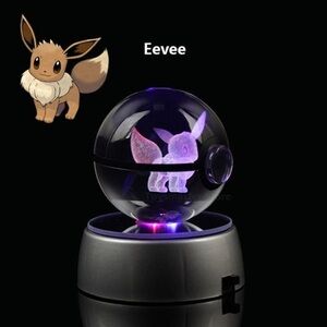 BNWT Pokemon 3D Crystal Ball Night Light Lamp Statue - Eevee Kids Gift